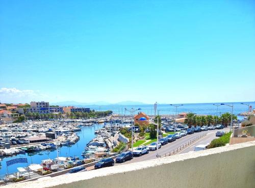 a marina with a bunch of boats in the water at Superbe appartement avec vue mer et terrasse in Sausset-les-Pins