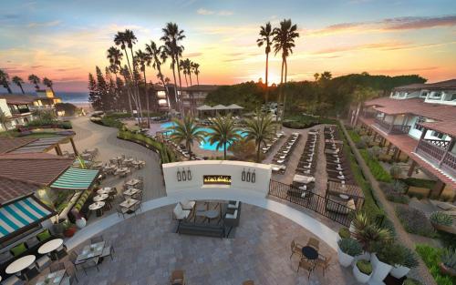 an overhead view of a resort with a pool at Zachari Dunes on Mandalay Beach, Curio Collection by Hilton in Oxnard