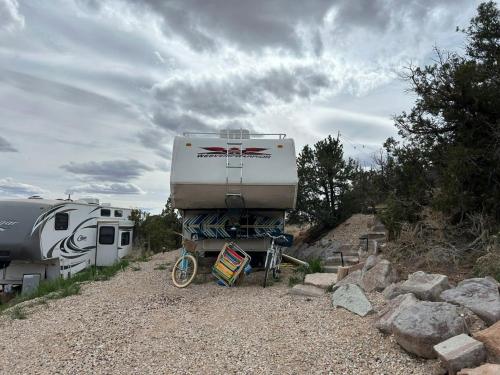 a truck is parked on the side of a road at Retreat (rinconcito) in Hildale