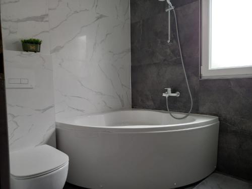 Brgulje的住宿－Apartments by the sea Brgulje, Molat - 22906，浴室配有白色浴缸和卫生间。