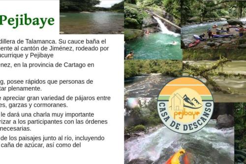 a flyer for a water park with a picture of a waterfall at Casa de Descanso Pejibaye in Pejibaye