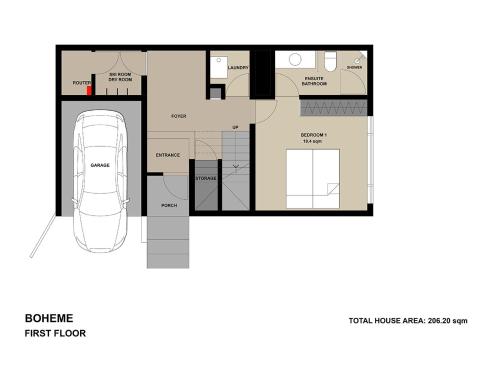 a plan of the first floor of a house at Boheme - operated by H2 Life in Niseko