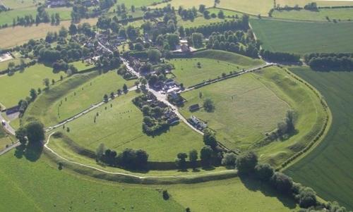 an aerial view of a park with trees and grass at B&B Dorwyn Manor in Avebury