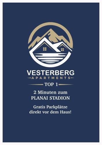 a house logo with a mountain in the background at Vesterberg Apartments in Top Lage - Top Lage in Schladming