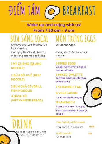 Επιλογές πρωινού για τους επισκέπτες του Thi Boutique Villa