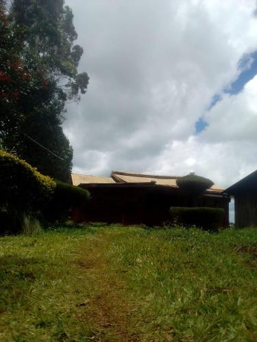 ein Gebäude in einem Hof mit einem Grasfeld in der Unterkunft JA STEP in Nairobi