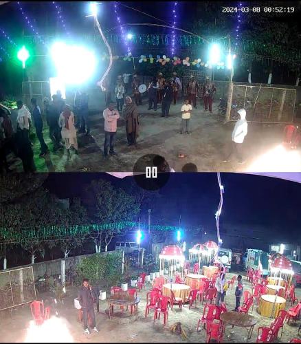 two pictures of a group of people at night at VEDIK GRAM in Begusarai