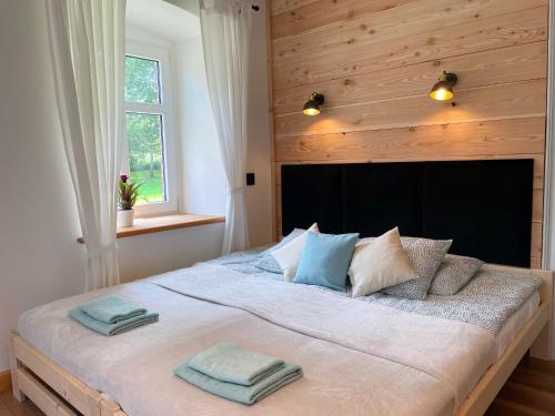 Ένα ή περισσότερα κρεβάτια σε δωμάτιο στο DomPodKasztanem