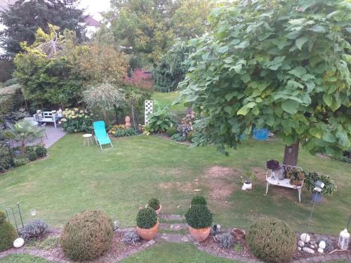 an aerial view of a garden with a tree at Helle 4 ZKB mit Balkon in Wittlich in Wittlich