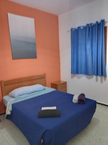 El TableroにあるPension Alvarezのベッドルーム(青いベッド1台、青い毛布付)
