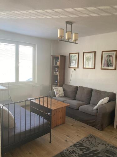 Posezení v ubytování Apartmán se zahradou v Protivíně č.2