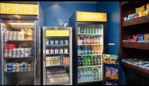 two refrigerators in a store with drinks and soda at Apartment with Balcony at Platinum Hotel in Las Vegas