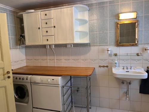 瓦爾科瑞爾的住宿－Charming Countryside Cottage，厨房配有水槽和洗衣机
