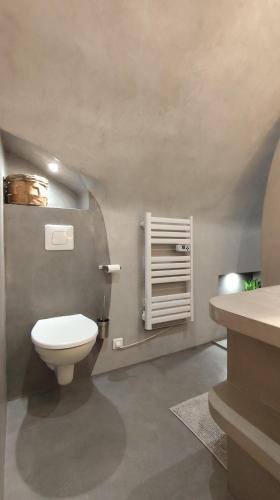 une salle de bain avec toilettes et lavabo dans l'établissement Le logis du Barry, à Montpeyroux