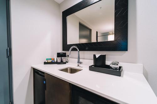 a bathroom with a sink and a mirror at Embassy Suites By Hilton Gatlinburg Resort in Gatlinburg