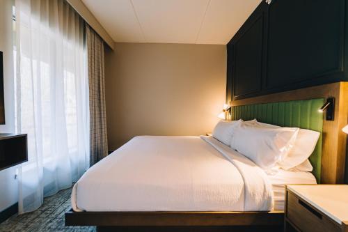 a bedroom with a bed and a window at Embassy Suites By Hilton Gatlinburg Resort in Gatlinburg