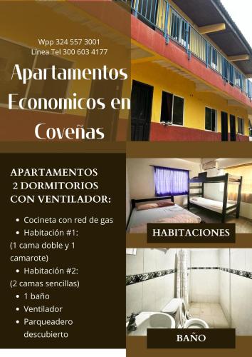 ein Flyer für ein Zimmer in einem Haus in der Unterkunft Apartamentos Coveñas in Coveñas
