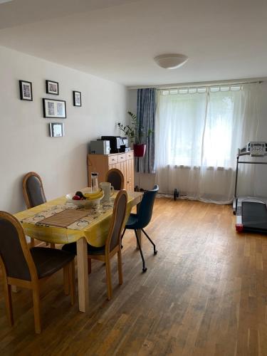 a dining room table and chairs in a living room at Wohnung in Gießen in Gießen