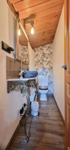 a bathroom with a sink and a toilet at Quinta de Sito in Chantada