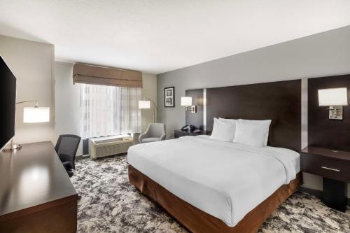 Pokój hotelowy z dużym łóżkiem i biurkiem w obiekcie Best Western Plus Fairburn Atlanta Southwest w mieście Fairburn
