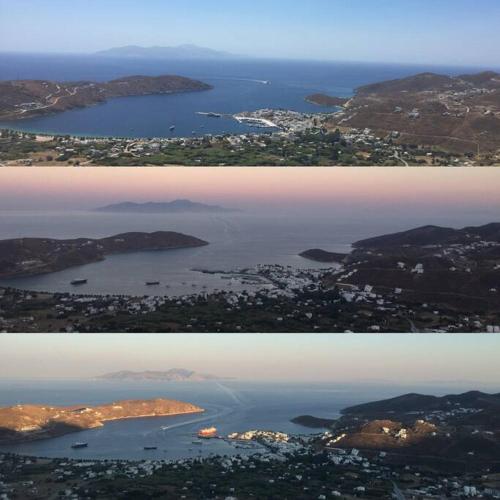 two pictures of a large body of water at School House with Panoramic View in Serifos Chora
