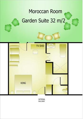 a floor plan of a garden suite at The Retreat at Froog Moore Park in Tamworth