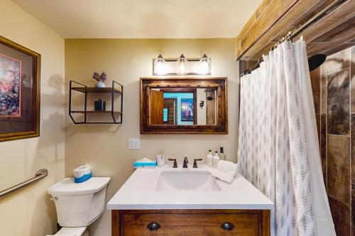 ein Bad mit einem Waschbecken und einem WC in der Unterkunft Bucks House in Jackson