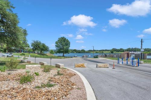 a road with a view of a river and a street at The Blue Laker in Kingsland