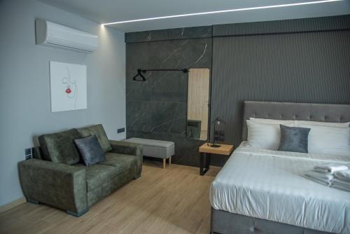 Ένα ή περισσότερα κρεβάτια σε δωμάτιο στο Smart green appartments ΕE
