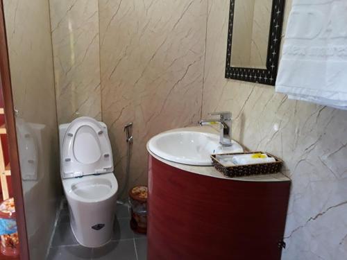 a bathroom with a sink and a toilet at Eco Hills Homestay in Sa Pa