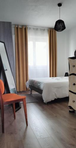 une chambre avec un lit et une fenêtre dans l'établissement Appartement Pau, à Pau