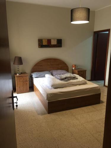 a bedroom with a bed and two night stands at Luxery Apartment in Tuzla