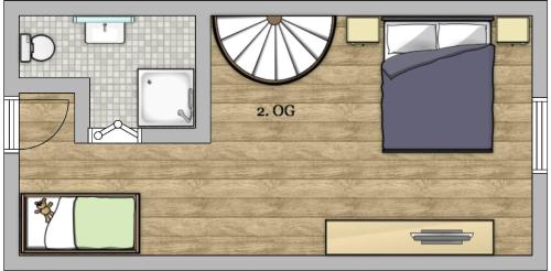 een plattegrond van een kamer met: bij Appartement in Garmisch-Partenkirchen - b60505 in Garmisch-Partenkirchen