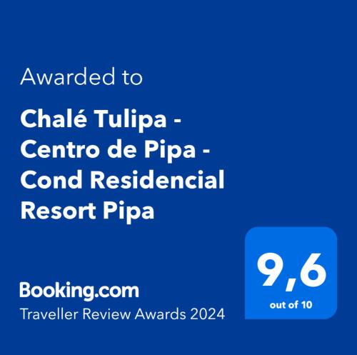 a screenshot of a cell phone with the text awarded to chate tivoli at Chalé Tulipa - Centro de Pipa - Cond Residencial Resort Pipa in Pipa