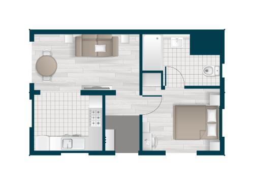 aometric drawing of a floor plan of a house at Blenheim Palace Lodge Retreat in Woodstock