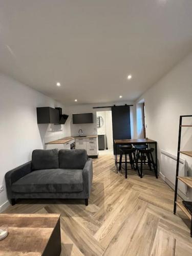 un salon avec un canapé et une table dans l'établissement Le Superbe - Appartement Calme à Toulouse - Proche Transports, à Toulouse
