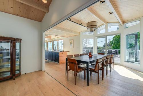 a kitchen and dining room with a table and chairs at Sausalito Oasis - 3 Mi to Golden Gate Bridge! in Sausalito