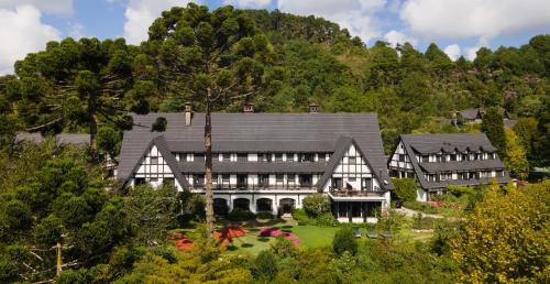 an aerial view of a large house at Ort Hotel in Campos do Jordão