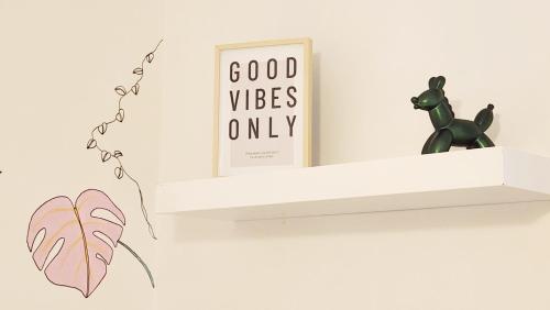a shelf with a picture and a cat on it at Casa Barcelli Sport & Family Apartments in Nago-Torbole