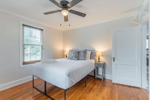 a bedroom with a bed and a ceiling fan at Prospect Place - 2BR 1 BA in Columbia
