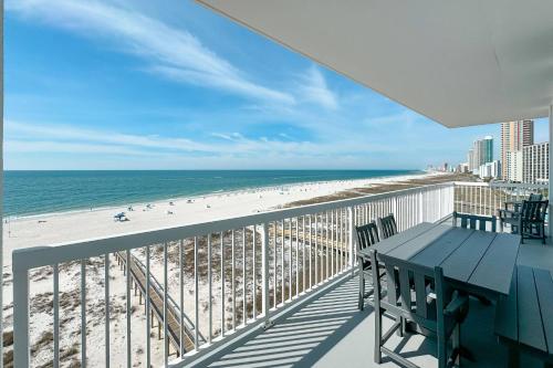 a balcony with a view of the beach at Perdido Dunes Tower 6 West in Orange Beach