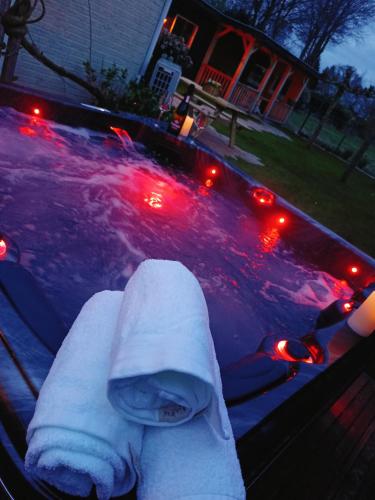 Bazén v ubytování "Huisje op de Veluwe" met privé Jacuzzi en Bar! nebo v jeho okolí