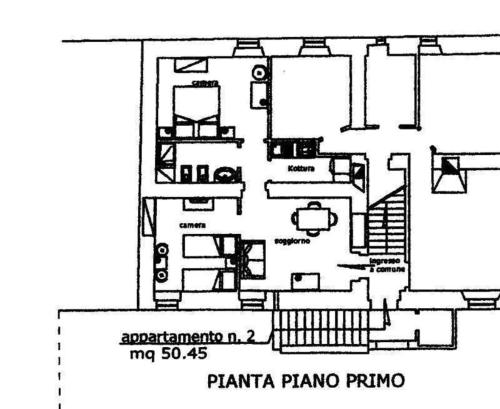 einen schwarz-weißen Grundriss eines Hauses in der Unterkunft Studio für 4 Personen ca 60 qm in Monteriggioni, Toskana Chianti in Monteriggioni