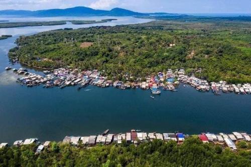 an aerial view of a marina on a lake at Thansur Tatai Eco Resort in Tatai