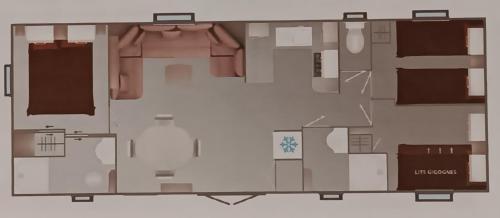 a drawing of a floor plan of a house at Hébergement dans un camping de rêve in Vendays-Montalivet