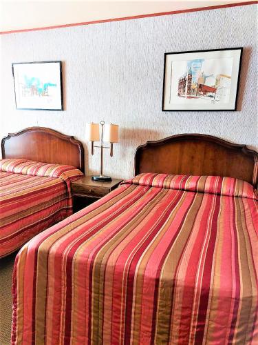 a hotel room with two beds in a room at Red Top Motor Inn in Iron Bridge