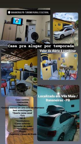 a collage of pictures of a room with a car at Casa do Edi in Bananeiras