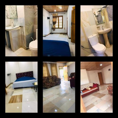 a collage of four pictures of a room at Mr Lexus in Nuwara Eliya