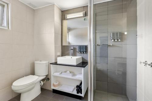Koupelna v ubytování Zebra Motel