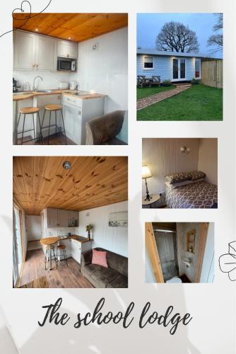 a collage of pictures of a school house at The school lodge in Burwarton